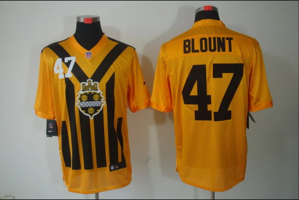 Men Pittsburgh Steelers 47 Blount Yellow 2024 Nike Limited NFL Jersey style 1